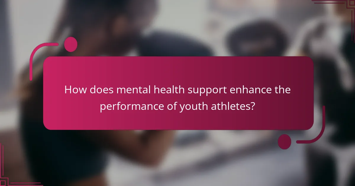 How does mental health support enhance the performance of youth athletes?