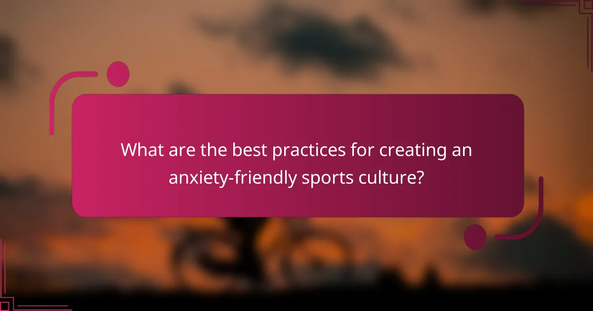 What are the best practices for creating an anxiety-friendly sports culture?