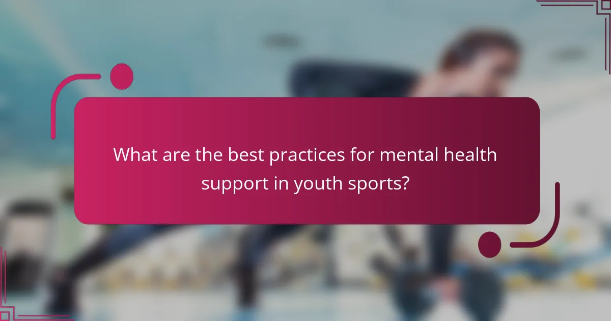 What are the best practices for mental health support in youth sports?