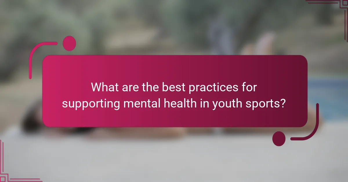 What are the best practices for supporting mental health in youth sports?