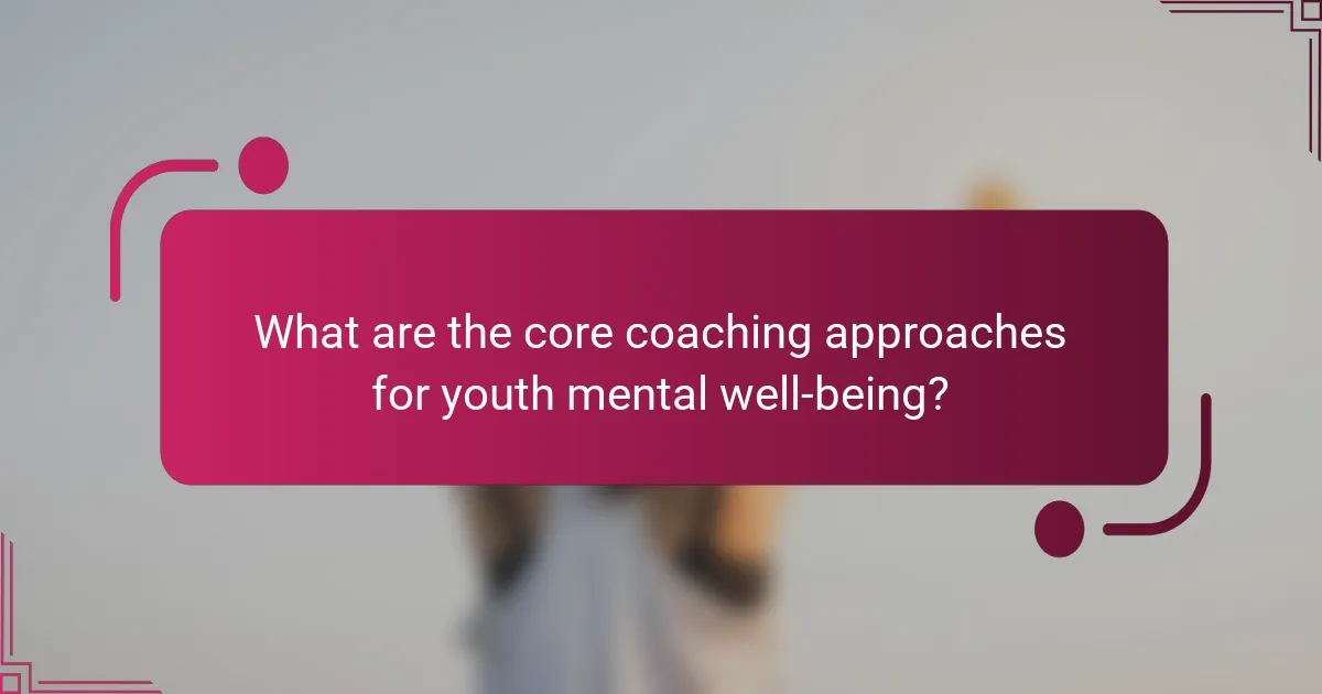 What are the core coaching approaches for youth mental well-being?