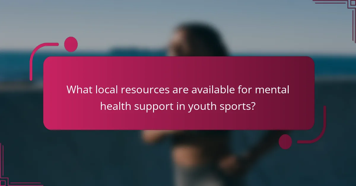 What local resources are available for mental health support in youth sports?