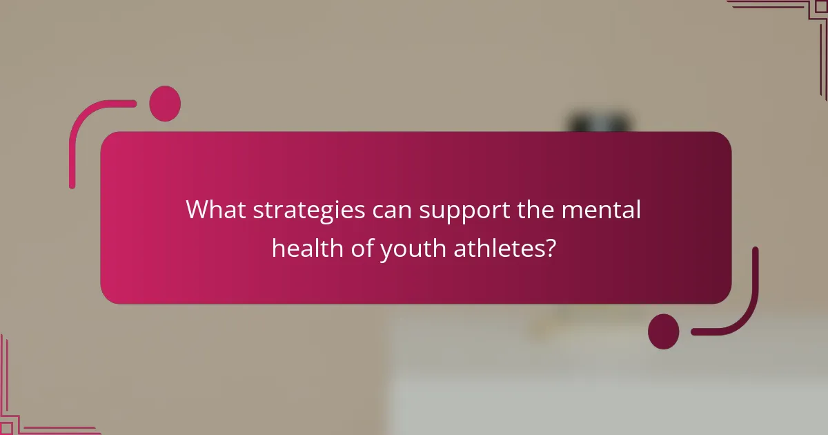 What strategies can support the mental health of youth athletes?