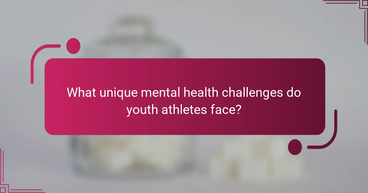 What unique mental health challenges do youth athletes face?