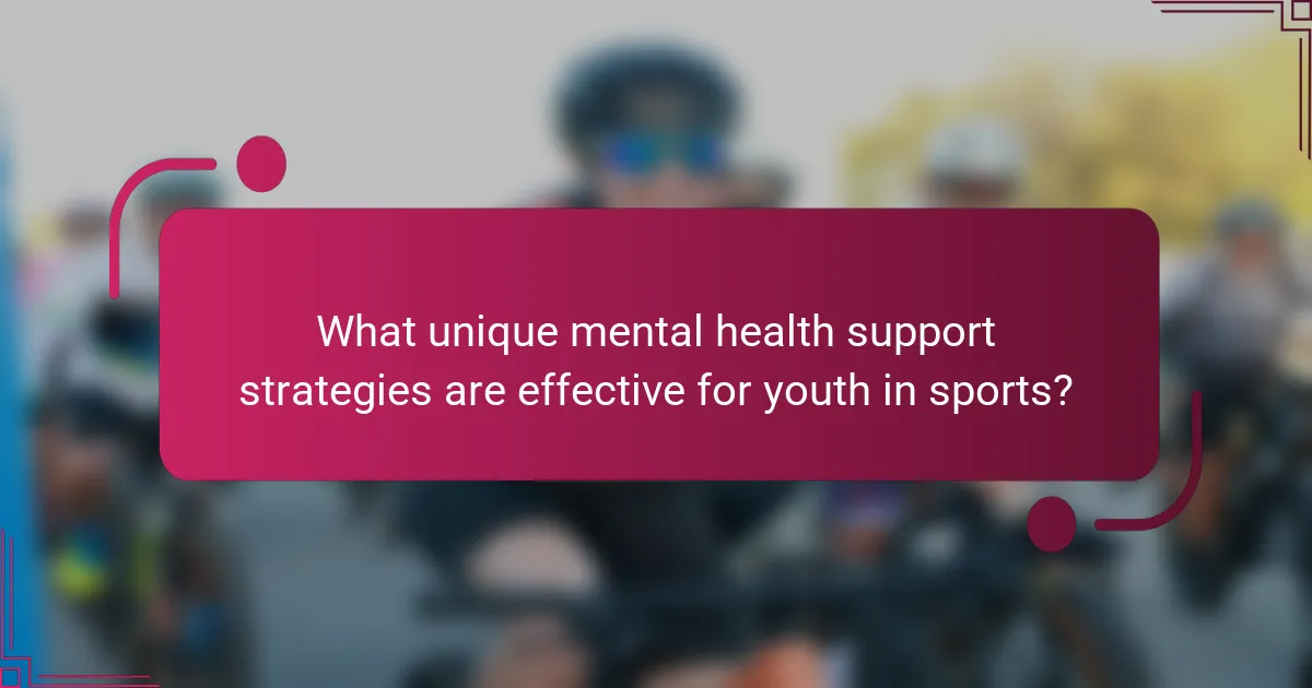 What unique mental health support strategies are effective for youth in sports?