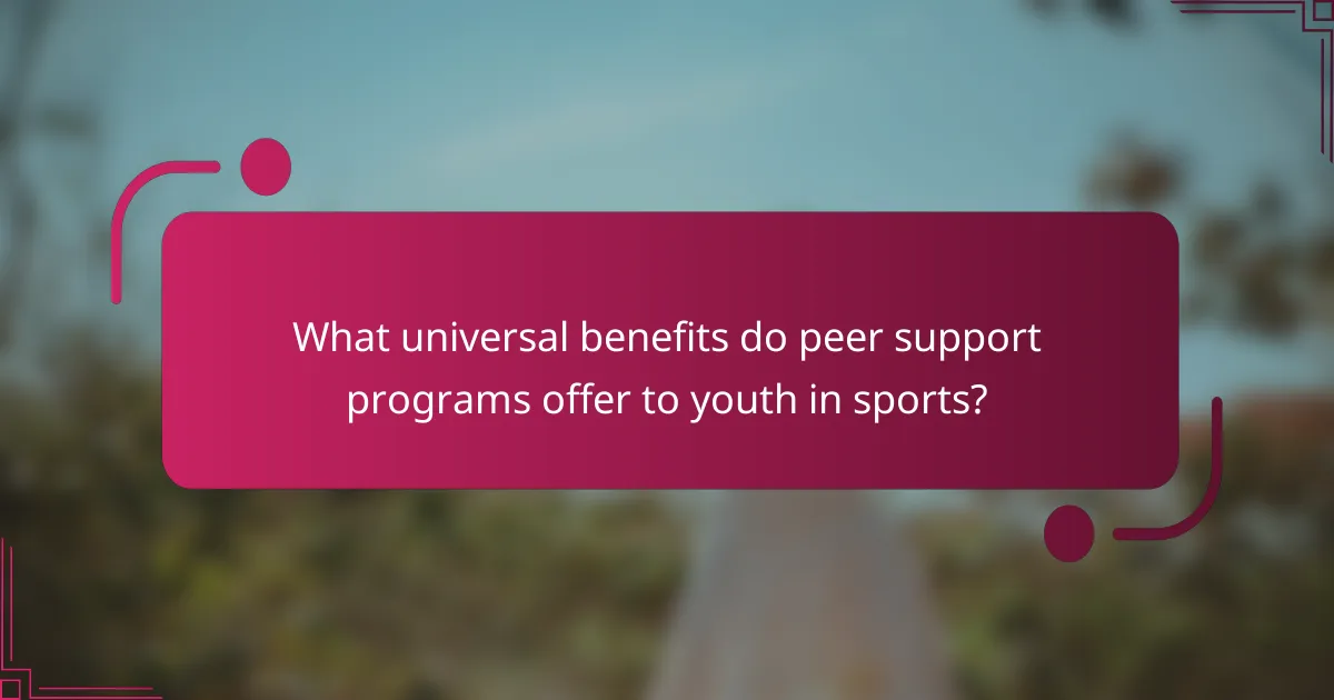 What universal benefits do peer support programs offer to youth in sports?