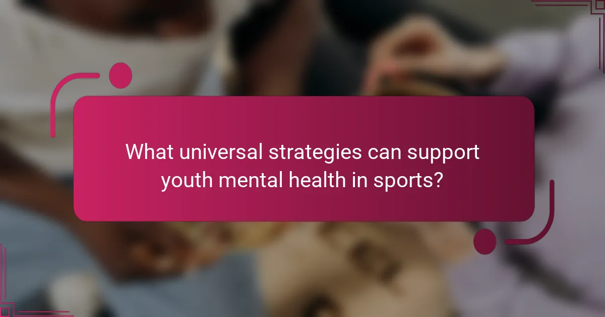 What universal strategies can support youth mental health in sports?